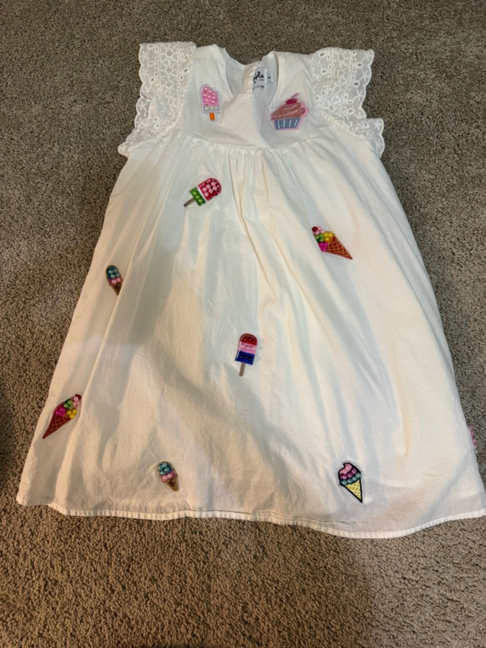 Lola + The Boys White Dress with Ice Cream Patches